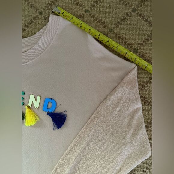 Rails light pink long sleeved crew neck crop sweatshirt with text details - L - Picture 7 of 11